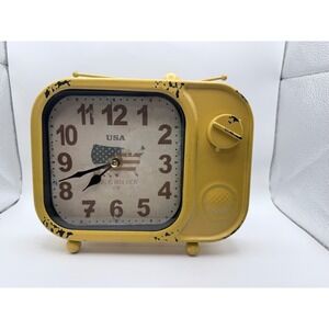 Retro‎ Yellow TV Clock This Is America 1776 Novelty Desk Shelf Decor